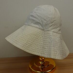 Italian Wide Brim Bucket Hat White Cotton HELEN WELSH Outdoor Sun Travel ITALY